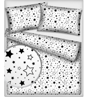 Tkanina bawełniana Czarne gwiazdy na białym tle