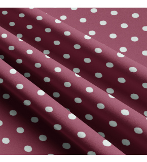 Tkanina bawełniana dekoracyjna Białe groszki 22 mm na ciemnoczerwonym tle