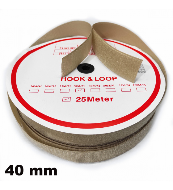 Pásek na suchý zip Háček a Smyčka set béžový 40 mm balení 25m