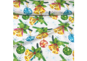 Tkanina bawełniana wzór świąteczny na białym tle Tkanina bawełniana wzór świąteczny na białym tle