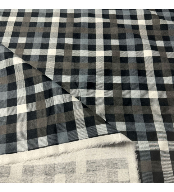 Bavlněná flanelová látka vzor kostka šedá 2x2 cm