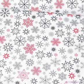 Tkanina bawełniana świąteczna śnieżynki na białym tle