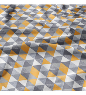 Tkanina bawełniana wzór żółto-brązowe trójkąty 4 cm