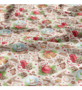 Tkanina bawełniana wzór ozdoby świąteczne