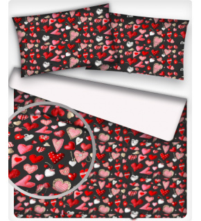 Tkanina bawełniana wzór Walentynki na czarnym tle