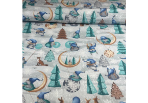 Tkanina bawełniana wzór świąteczny na szarym tle Tkanina bawełniana wzór świąteczny na szarym tle