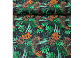 Tkanina bawełniana wzór Palma na czarnym