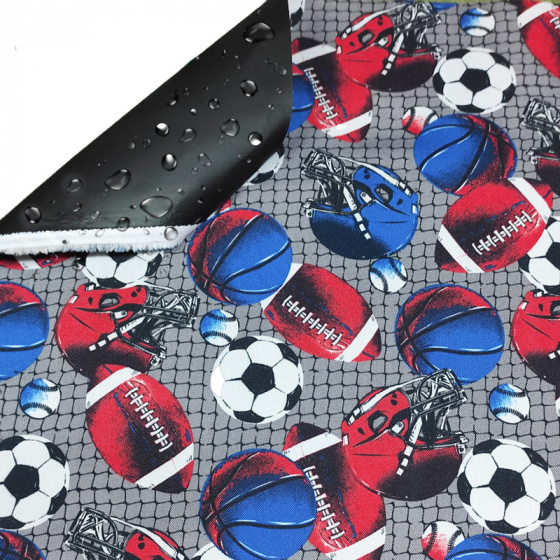 Vodu odpuzující látky kodura vzor Football na šedem
