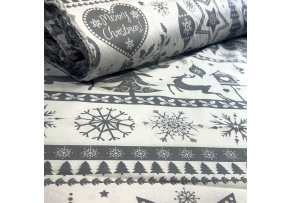 Tkanina bawełniana świąteczna wzór Szare jeleni Tkanina bawełniana świąteczna wzór Szare jeleni