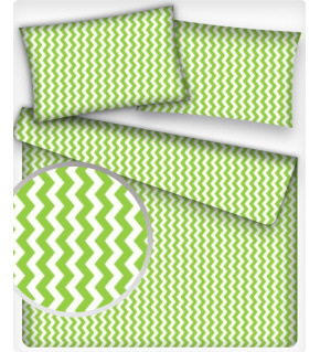 Tkanina bawełniana wzór zielono-białe zygzaki