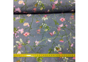 Tkanina bawełniana wzór pole kwiatowe na c.szarym tle