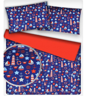 Tkanina bawełniana wzory morskie dla dzieci na granatowym tle