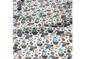 Tkanina bawełniana wzór Sowa listonosz na białym