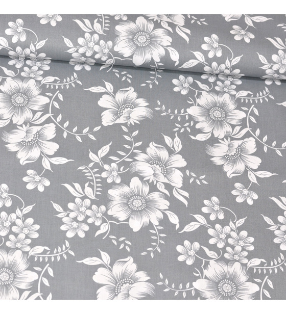 Dekorační dětská bavlněná látka vzor Rikardo na šedém