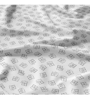 Tkanina bawełniana wzór szare misie na białym tle
