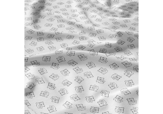 Tkanina bawełniana wzór szare misie na białym tle