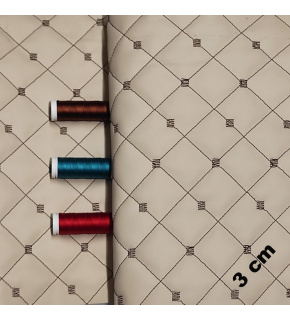 Ekoskóra MIX 3x3 cm, kolor Beżowy pikowana Brązową nicią 145 cm