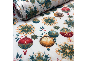 Tkanina bawełniana wzór Bombki na białym tle