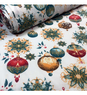 Tkanina bawełniana wzór Bombki na białym tle