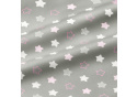 Dětská bavlněná látka Hvězdy Bílé a Růžové na Šedém 