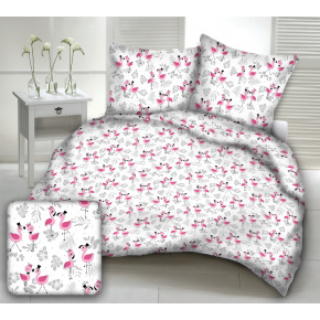 Tkanina bawełniana wzór różowy Flamingo na białym tle