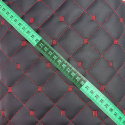 Ekoskóra MIX 3x3 cm, kolor Grafitowy pikowana Czerwoną nicią 145 cm