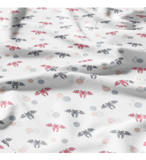 Tkanina bawełniana wzór szaro-różowe nietoperze
