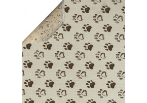 Tkanina wodoodporna KODURA wzór łapki 4 na kremowym tle