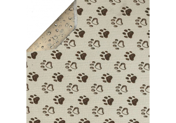 Tkanina wodoodporna KODURA wzór łapki 4 na kremowym tle