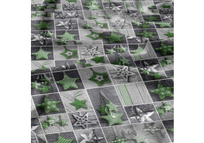 Tkanina bawełniana wzór zielone gwiazdki świąteczne Tkanina bawełniana wzór zielone gwiazdki świąteczne