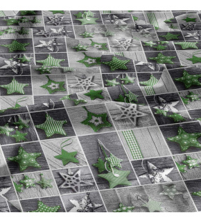 Tkanina bawełniana wzór zielone gwiazdki świąteczne