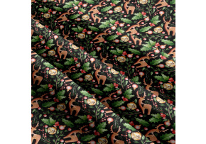 Tkanina bawełniana wzór Jeleńi na czarnym tle