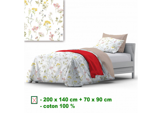 Pościel Bawełna na Zamek, wzór kwiaty, 140x200cm 