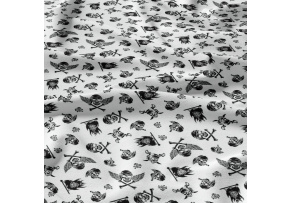 Tkanina bawełniana wzór czarne pirackie czaszki na białym tle