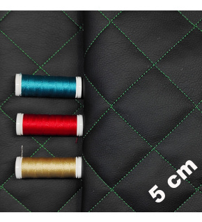 Ekoskóra kolor Czarny pikowana Zieloną nicią