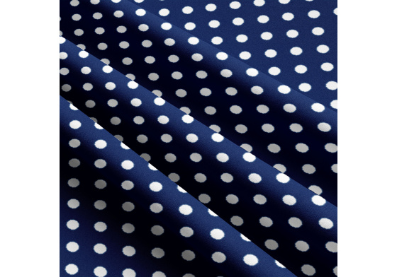 Tkanina bawełniana Białe groszki 10 mm na granatowym tle