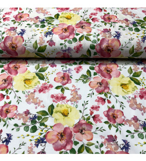 Tkanina bawełniana wzór Kwiat Jabłoni na białym