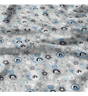 Tkanina bawełniana wzór Szary Ślimaki na szarym tle