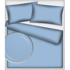 Tkanina bawełniana Białe groszki 4 mm na niebieskim tle