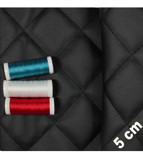 Ekokůže 5x5 barva Černá prošívaná Černými nitěmi  1,15 m x 1,1 m