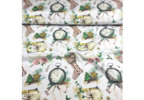 Tkanina bawełniana wzór świąteczny na białym tle Tkanina bawełniana wzór świąteczny na białym tle