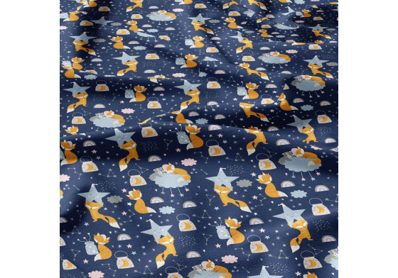 Tkanina bawełniana wzór LISA na granatowym tle