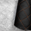Ekokoža prešívaná, farba čierno-oranžová, metráž 145 cm