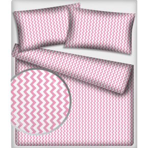 Tkanina bawełniana wzór różowo-białe zygzaki