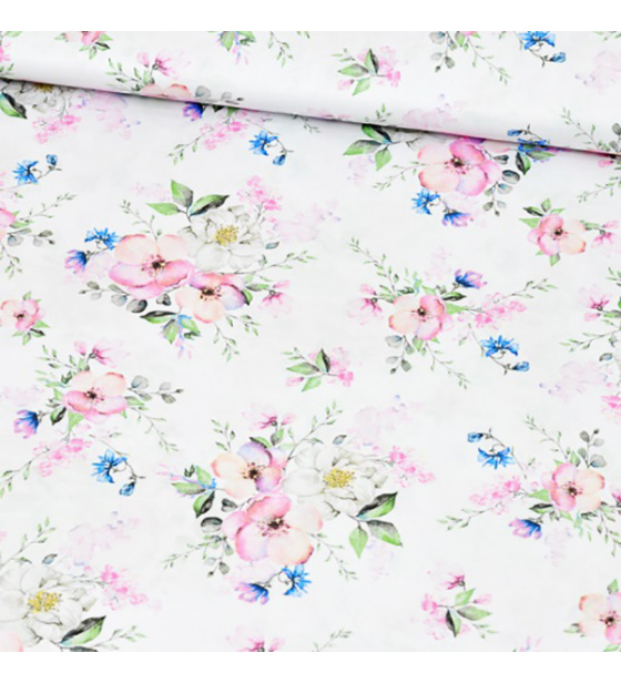 Dekorační dětská bavlněná látka vzor Květ Jabloně na bílém