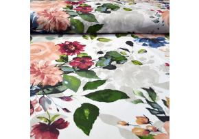 Tkanina bawełniana wzór Kwiaty na białym