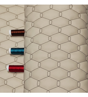 Ekoskóra GEO kolor Beżowy pikowana Brązową nicią 145 cm