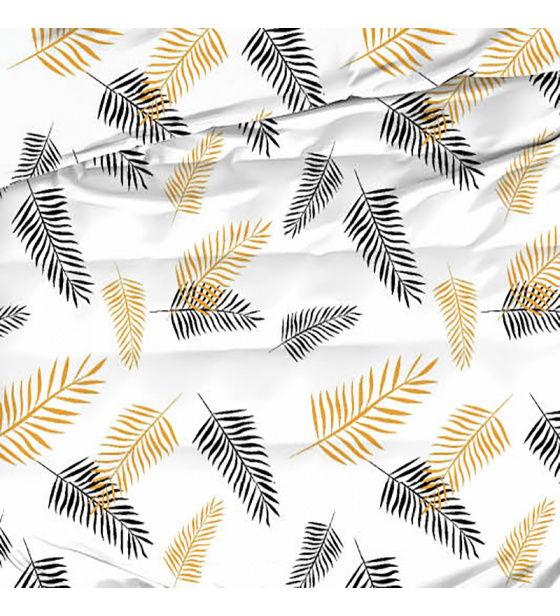 Dekorační dětská bavlněná látka vzor Listy na bílém