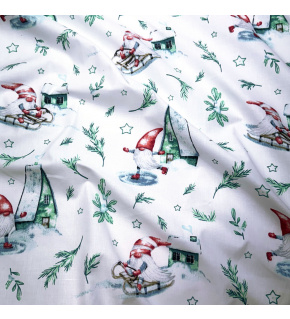 Tkanina bawełniana wzór świąteczny na białym tle