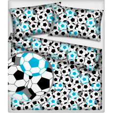 Tkanina bawełniana wzór niebieskie piłki piłkarskie